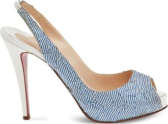 Christian Louboutin 115mm striped slingback sandals - Blue