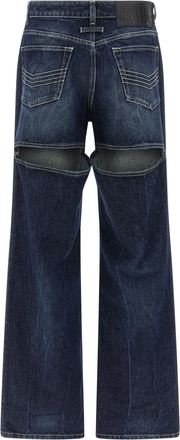 Jean Paul Gaultier Cut-Out Stone-Washed Denim Jeans - Navy