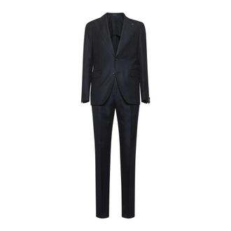 Tagliatore Single Breasted Suits, male, Blue, Size: 2XL Blue Wool Dress Suit Set