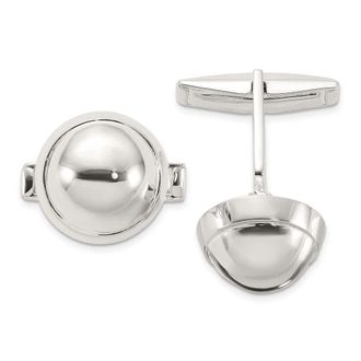 Diamond2Deal Sterling Silver Polished Round Domed Cuff Links