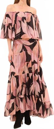 Misa Marie Skirt In Moody Abstract Floral Chiffon