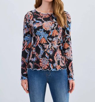 FDJ Ribbed Paisley Boatneck Tee In Neutral Damask