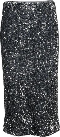 Vicolo Longuette Tital Paillettes - Dames - Kokerrokken - Grijs - XS - Polyester - Rokken