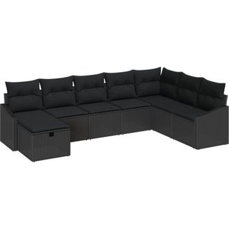 vidaXL Conjunto De Sof&aacute; De Jard&iacute;n 8 Pcs Negro 55 X 62 X 69 Cm