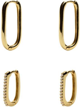 Argento Vivo 2 Pairs of Mismatched Oblong Hoop Earrings in Gold at Nordstrom