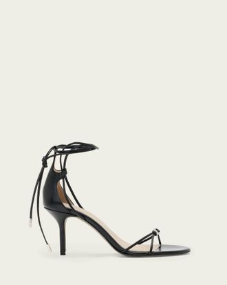 AllSaints Leather Ali Leather Lace Siletto Sandals, Size: UK 4/ US 7/ EU 37