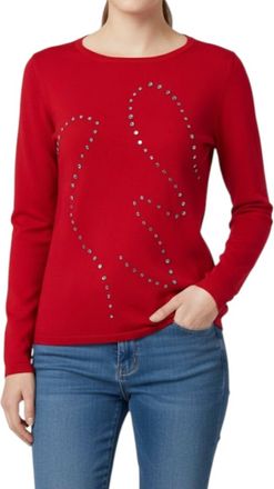 Marble Scotland Rhinestone Holiday Sweater In Red