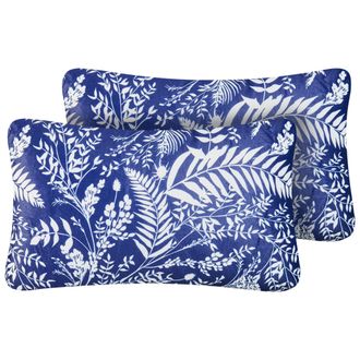 Beliani Beliani - Conjunto De 2 Cojines De Exterior Accesorios De Jard&iacute;n Patr&oacute;n De Plantas 30x50 Cm Azul Glimmer