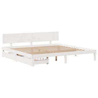 Berkfield Home Decorative Bed Frame with Drawers without Mattress White 200x200 cm