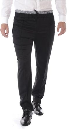 Daniele Alessandrini Pantalone Crik - Heren - Nette broeken - Zwart - S - Leer - Broeken