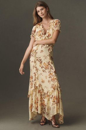 BHLDN Short-Sleeve Ruffle Maxi Dress