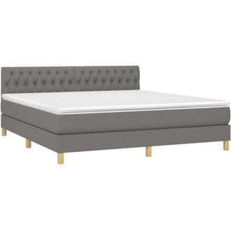 vidaXL Vidaxl - Cama Box Spring Con Colch&oacute;n Tela Gris Oscuro 180x200 Cm