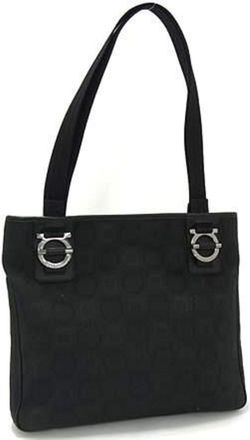 Ferragamo Canvas Leather Handbag Shoulder Bag Tote Bag (Pre-Owned)