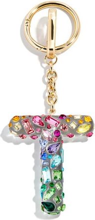 BaubleBar Crystal Initial Key Ring Bag Charm in Clear Multi - T at Nordstrom