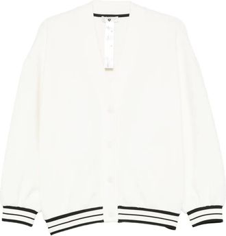 Twin-Set striped-trim cardigan - women - Viscose/Polyester/Elastane - S - White