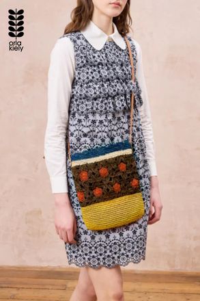 Orla Kiely Womens Brown Woven Raffia Crossbody Bag With Block Flower Design - One Size