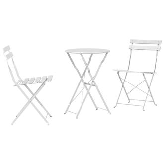 Berkfield Home 3-Piece Folding Bistro Set - White Steel