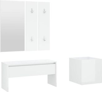 vidaXL Vidaxl - Set De Muebles De Recibidor Madera Contrachapada Blanco Brillo