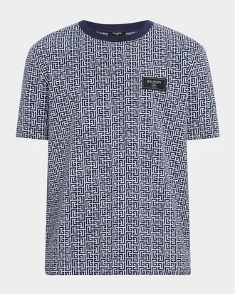 BALMAIN ウエスタン クルネック Tシャツ CH1EG000GD28 GSK CREMEMULTC BALMAIN BREATHABLE COTTON T SHIRT, WESTERN PRINT