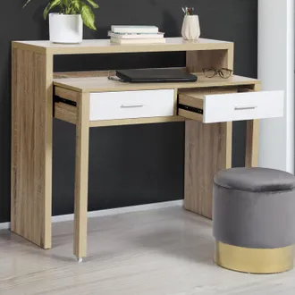 IDMarket Idmarket - Escritorio Extensible Max En Haya Efecto Madera Y Blanco