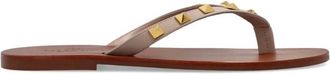 Valentino Garavani Schoenen, Dames, Beige, 39 1/2 EU, Leer, Rockstud Leren Slide