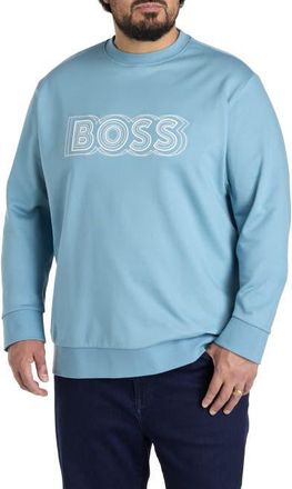 BOSS Big & Tall Soleri Crewneck Sweatshirt in Pastel Blue at Nordstrom, Size 2X Big
