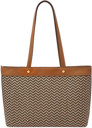 Fossil Jessie Tote Bag, Chevron Straw, One Size