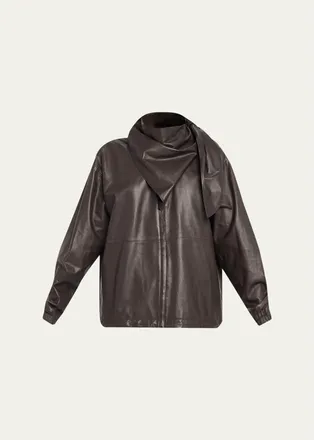 Loewe Leather Scarf Zipped Jacket
