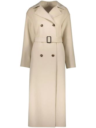Yves Salomon double-side trench coat - women - Organic Wool/Organic Cashmere/Lamb Skin - 34 - Neutrals