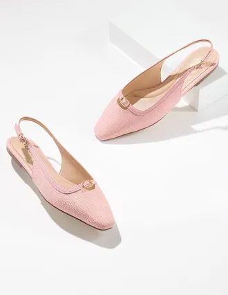 Talbots Whitley Raffia Slingback Mules - Cross-Dye - Blush - 10 1/2 M Talbots