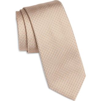 BOSS Silk Blend Jacquard Tie in Open White at Nordstrom
