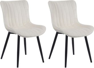 Clp Clp - Set De 2 Sillas De Comedor Largo En Terciopelo O Polipiel Crema Terciopelo