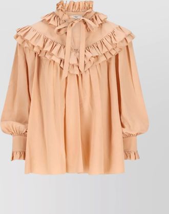 Chloé silk blouse with layered ruffles and pleats