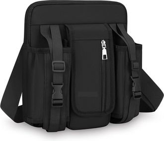 Generic Compatible For Men Shoulder Bags Oxford Crossbody Bag For Messenger Stylish With Bottle Pocket Sac(Black)