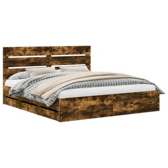 vidaXL Estructura De Cama Roble Ahumado 180 X 200 Cm Madera Ingenieril Vidaxl