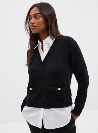 Lauren Ralph Lauren Womens Pure cotton overlaid sweater
