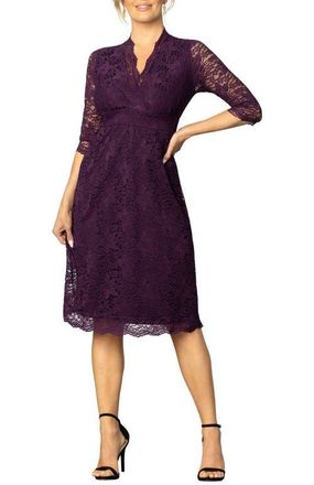 Kiyonna Scalloped Boudoir Lace Cocktail Dress in Imperial Plum at Nordstrom, Size X-Small