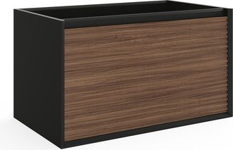 Vente-Unique Mueble de ba&ntilde;o suspendido - Color natural oscuro y negro - 80 cm - BANIVA