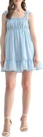Lush Ruffle Hem Babydoll Minidress in Light Blue at Nordstrom Rack, Size Medium