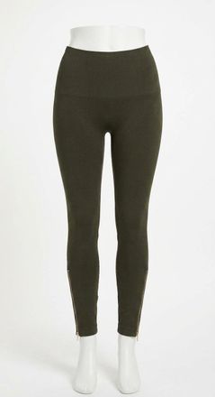 Spanx Womens Ankle Zipper Compression Legging In Dark Olive
