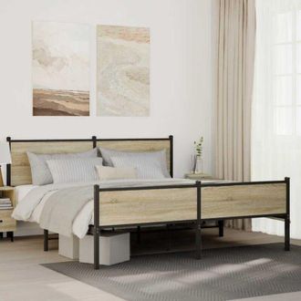 vidaXL Estructura De Cama Sin Colch&oacute;n Metal Roble Sonoma 180x200 Cm Vidaxl