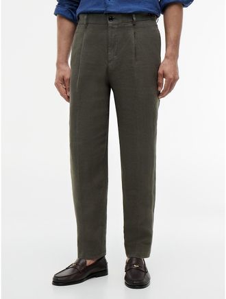 Tommy Hilfiger Mens Garment-Dyed Linen Tapered Pant - Green - 34W x 32L