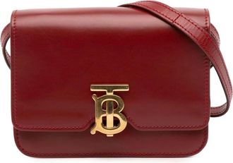 Burberry Pre-owned Cross Body Bags, female, Red, Size: ONE SIZE Pre-owned Leather TB Monogram Crossbody Bag