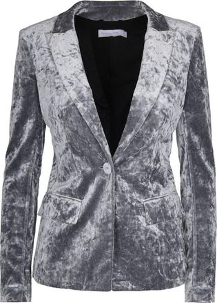 Patrizia Pepe Single-Breasted Blazer In Stretch Crushed Velvet With Rivet Detail