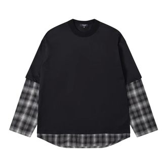 Comme Des Gar&ccedil;ons Tops, Heren, Zwart, M, Katoen, Gelaagde Ronde Hals T-shirt