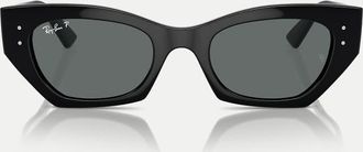 Ray-Ban Zena - Occhiali da sole irregolari neri con lenti grigie polarizzate-Nero