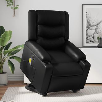 vidaXL Vidaxl - Sill&oacute;n De Masaje Elevable El&eacute;ctrico Cuero Sint&eacute;tico Negro