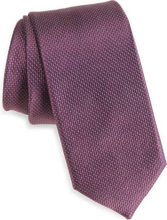 Nordstrom Haskin Textured Solid Silk Tie in Eggplant at Nordstrom