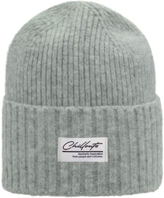 Chillouts Beanie CHILLOUTS Agneta Hat, Damen, grau, Feinstrick, Materialmix, M&uuml;tzen Beanie, Mit Wollanteil, extra breiter Umschlag