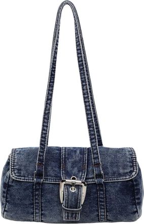 Generic Pufei Denim Armpit Bag Large Boston Handbag for Women Work Or Daily Use (Dark Blue)
